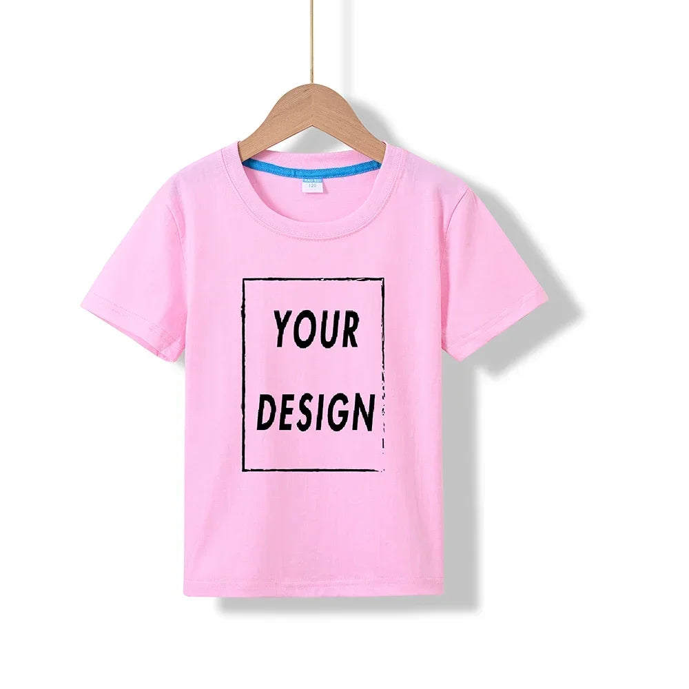 2025 Free Customized Front and Rear Logo Children's Cotton T-shirt, the Best Gift for Boys and Girls