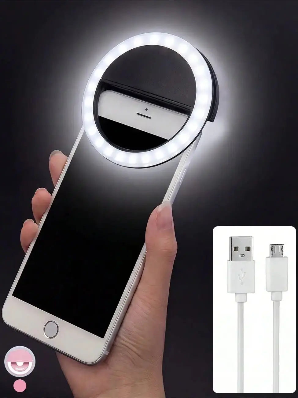 Dry battery Clip selfie ring light, portable LED selfie fill LED light, mobile live streaming video mini flash LED light, night