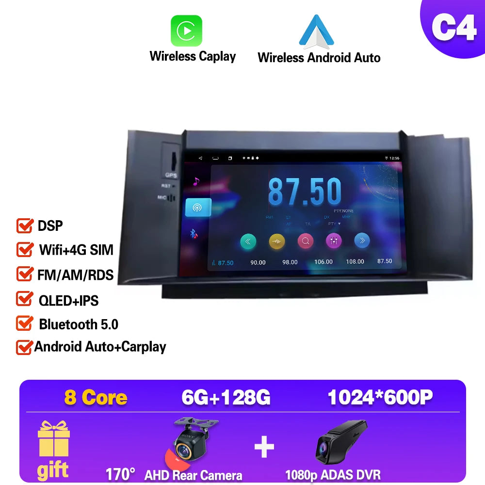 7" Car Stereo with Apple CarPlay & Android Auto, Compatible with Citroen C4, C4L & DS4