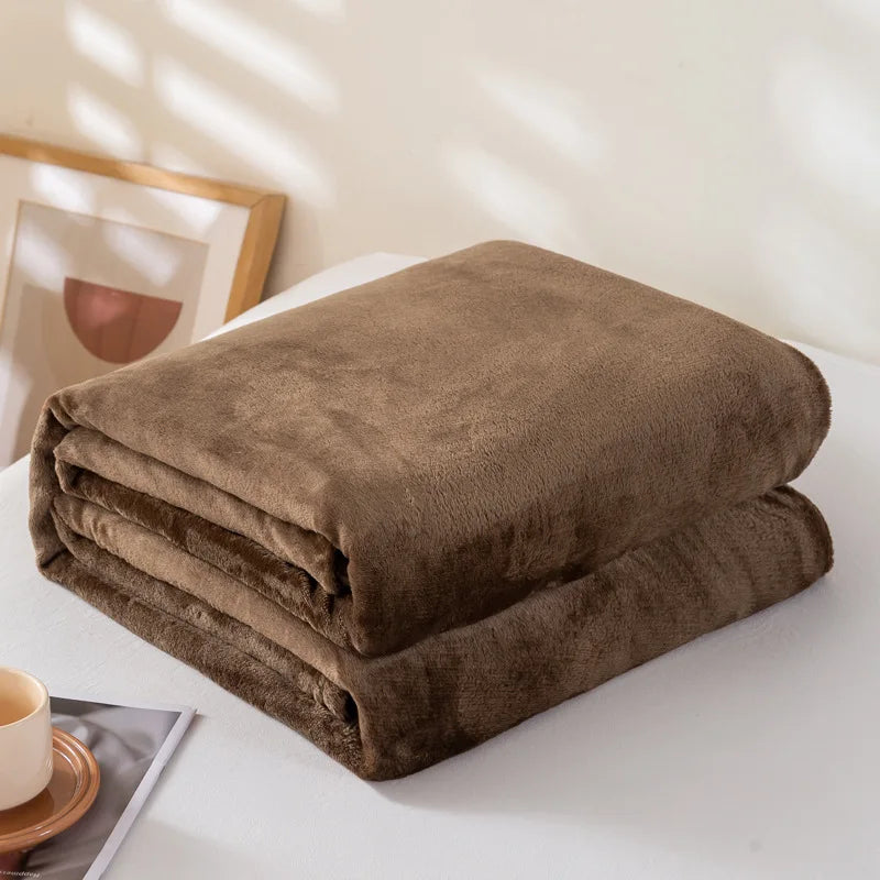 Coral Fleece Flannel Blanket, Soft Lightweight Bed Throw
