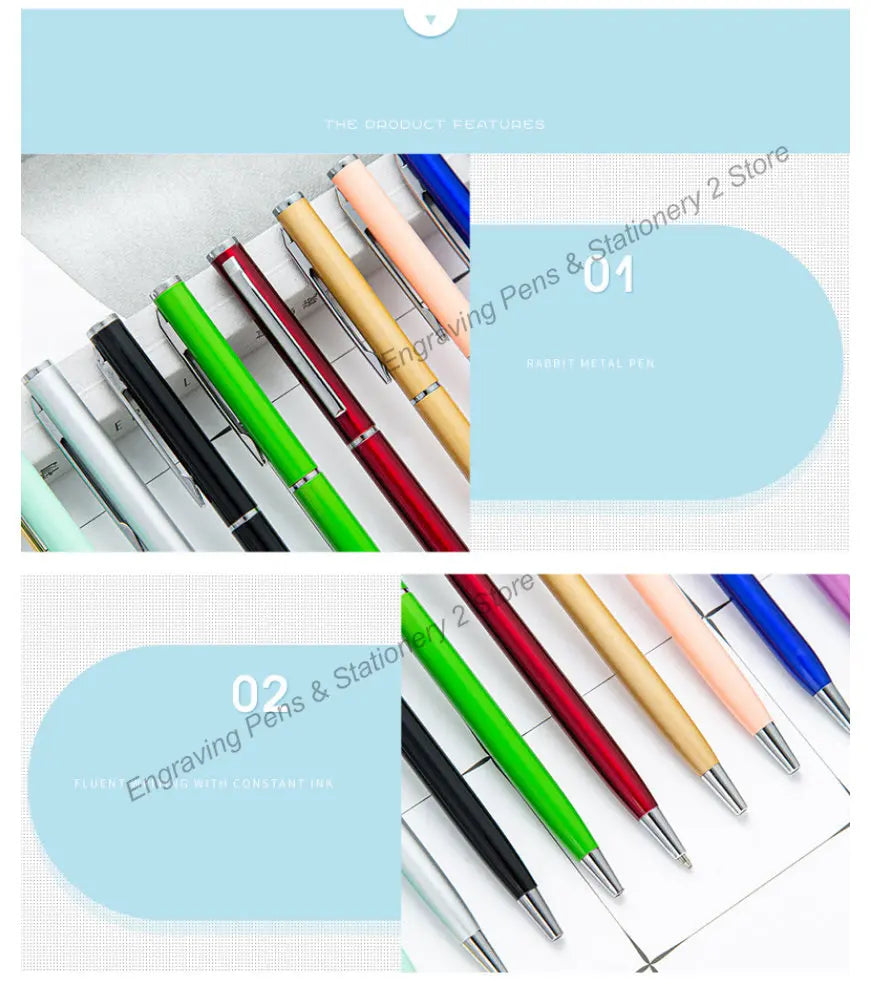 50 Pcs Metal Ballpoint Pen Rose Gold Pen Custom Logo School Office Supplies Stationery Business Gift Lettering Engraved Name