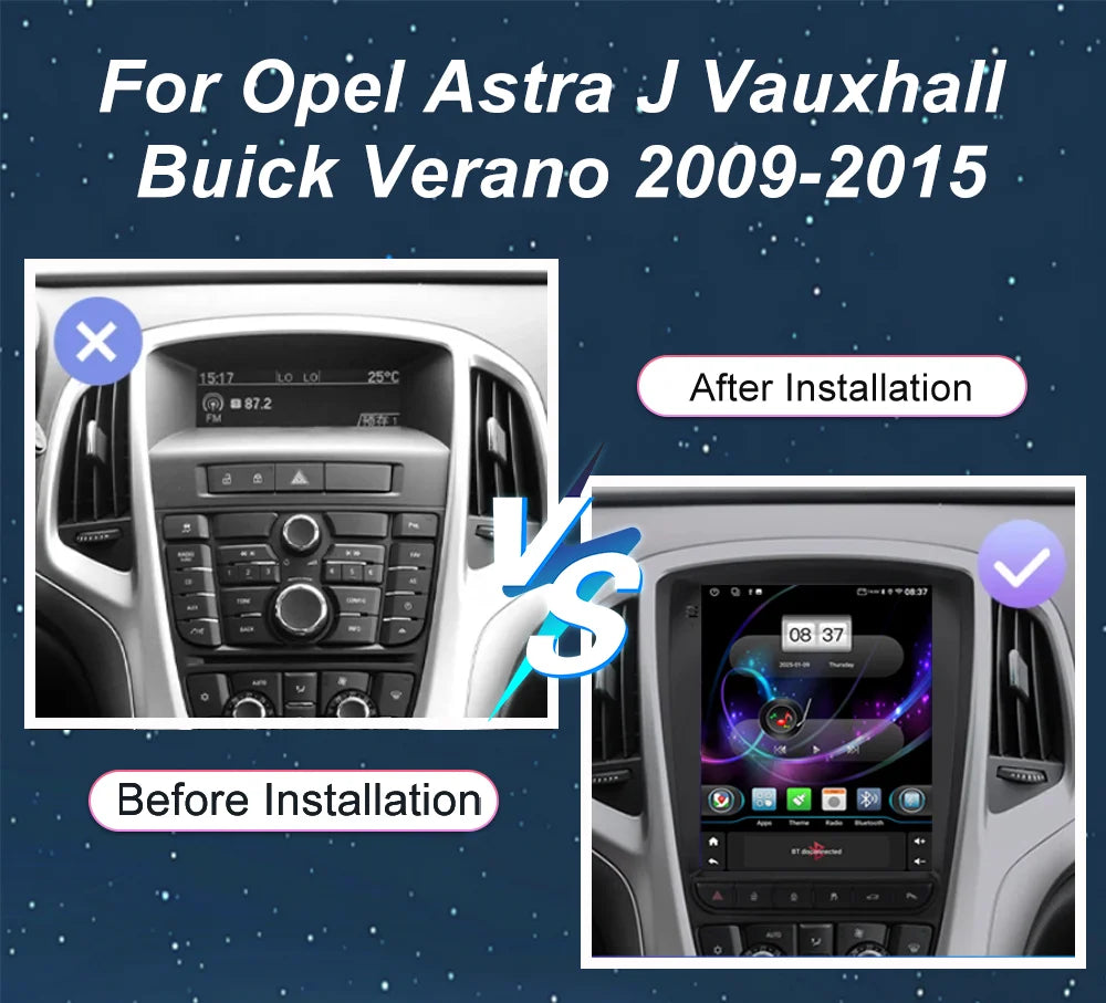 Car Stereo with Apple CarPlay & Android Auto, Compatible with Opel Astra J, Vauxhall & Buick Verano