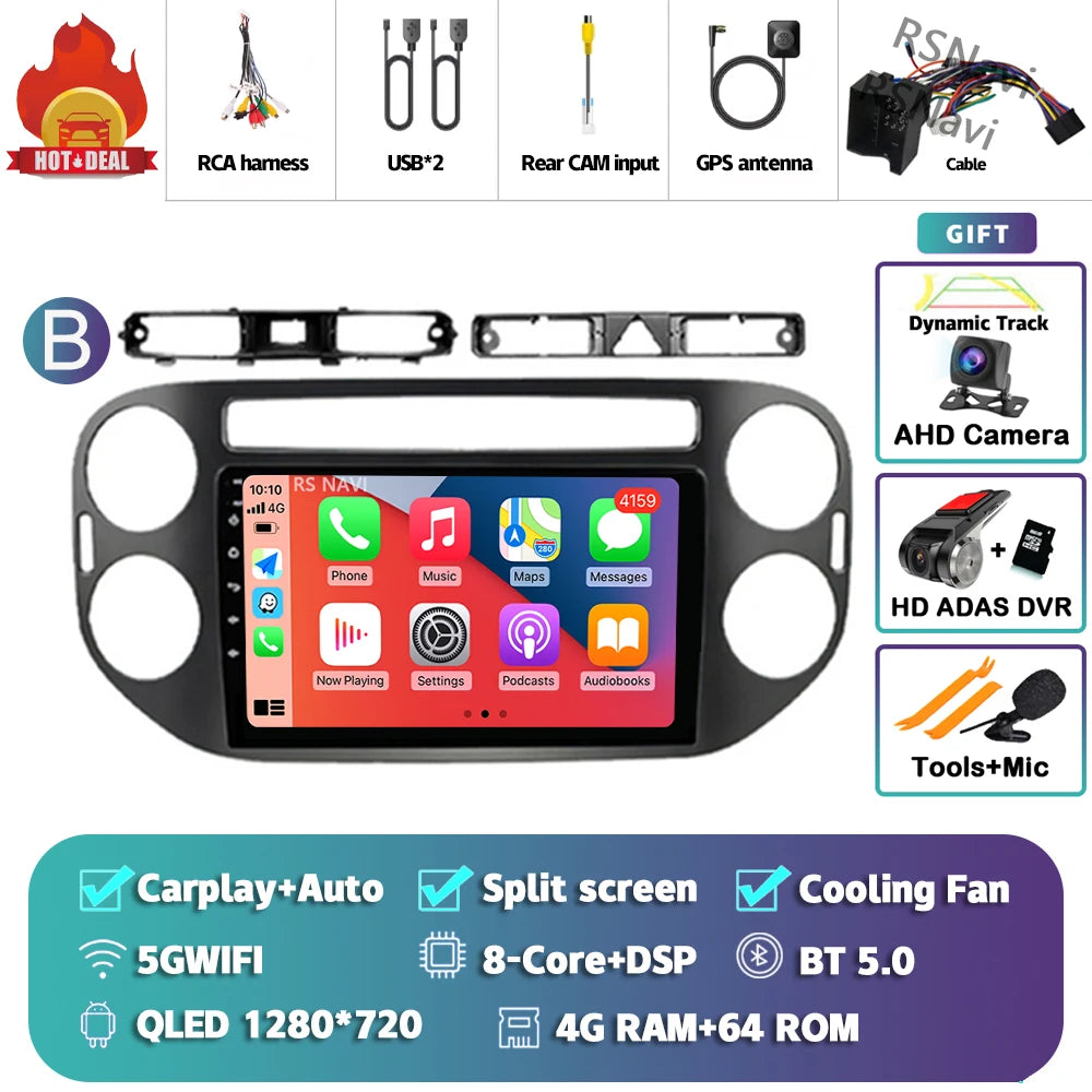 Car Stereo with Apple CarPlay & Android Auto, Compatible with VW Tiguan 1 NF (2006-2016)