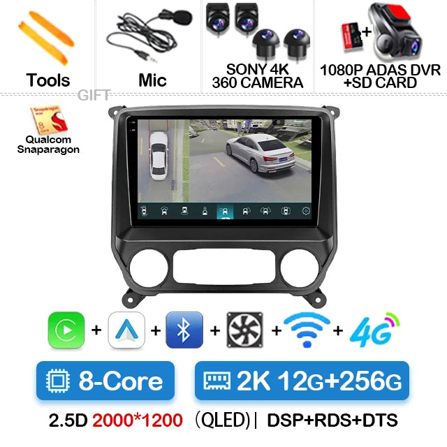 Car Radio Android 15 For Chevrolet Silverado GMC Sierra 2014 2015 2016 2017 2018 5G WIFI Viedo Player DSP Wireless RDS QLED IPS