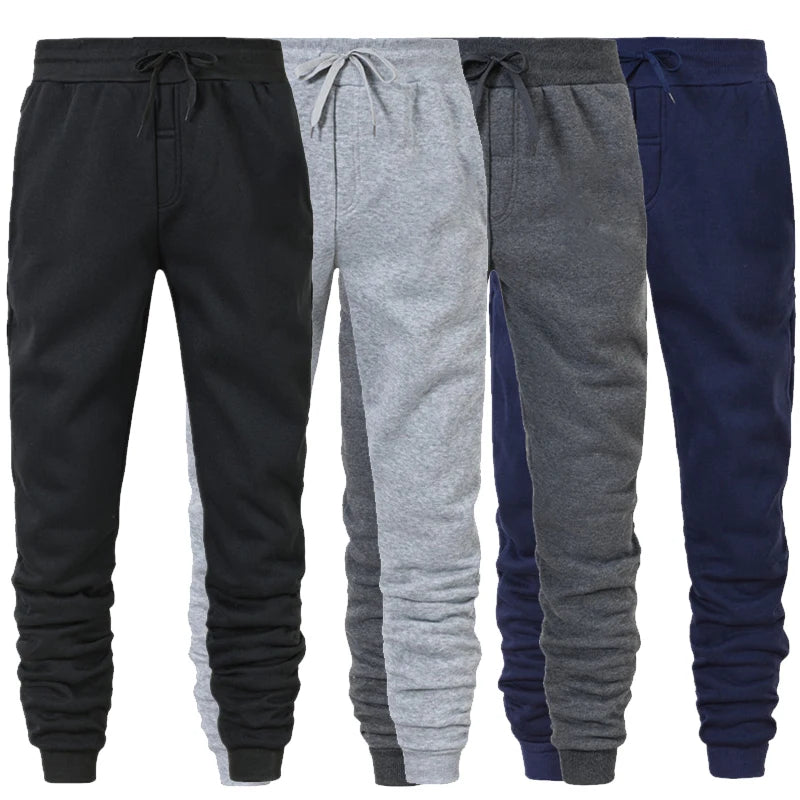 Men's plain jogger sweatpants, elastic waist drawstring