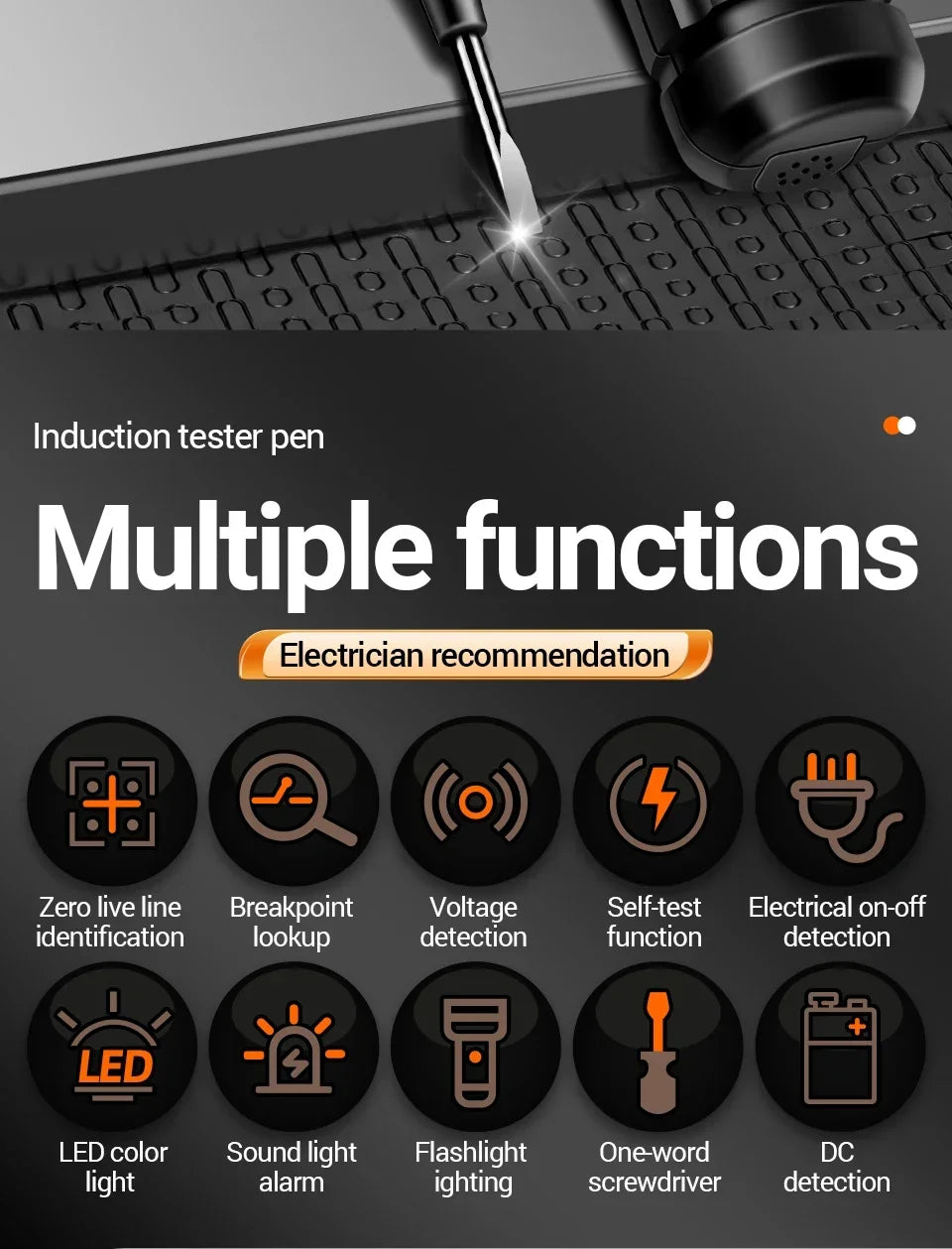ANENG B15 Multifunction Voltage Tester Pen Detector Induction AC 24V-250V Voltmeter NCV Wire Line breakpoint electrician Tools
