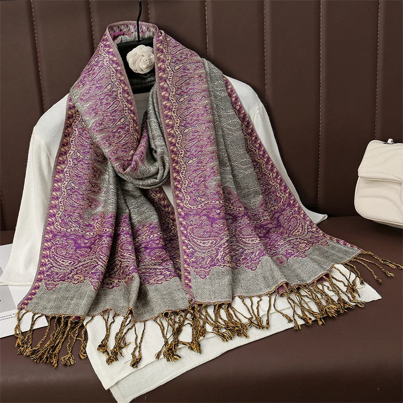 Women's Printed Pashmina Shawl, Soft Winter Scarf