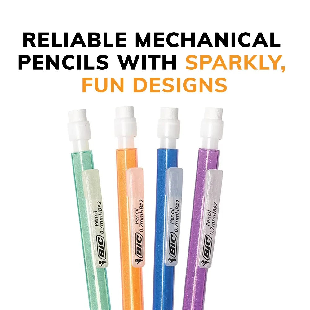 Mechanical Pencils No. 2, 0.7 mm Lead, Pre-Sharpened, 24 Count, Back to School Supplies, Xtra Sparkle, Assorted Barrel Colors