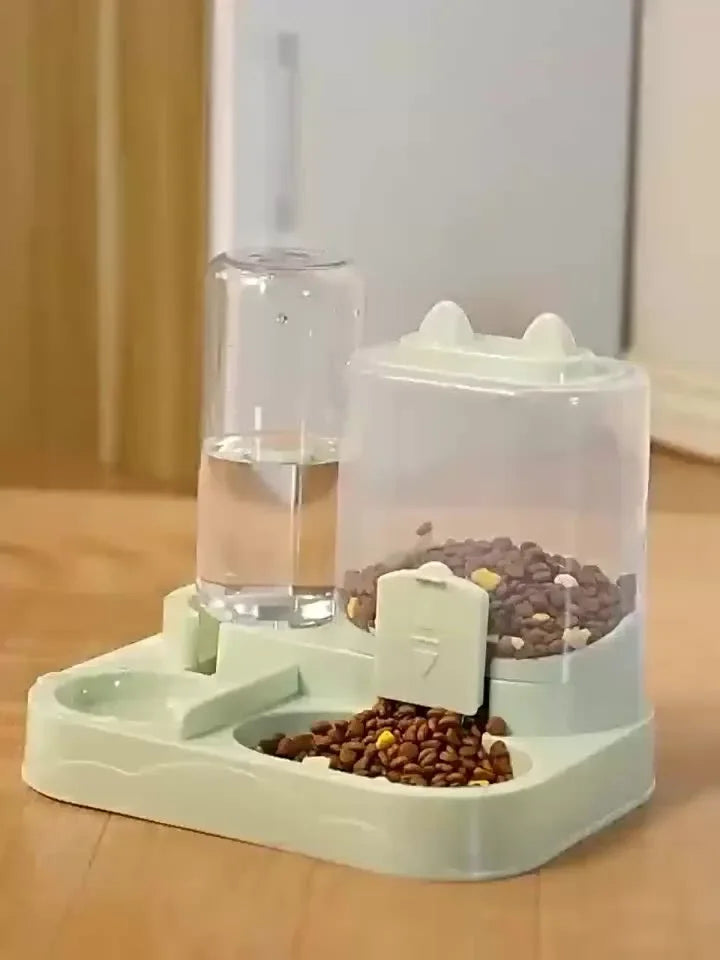 Gravity Cat Feeder and Water Dispenser, 2-in-1, No Battery
