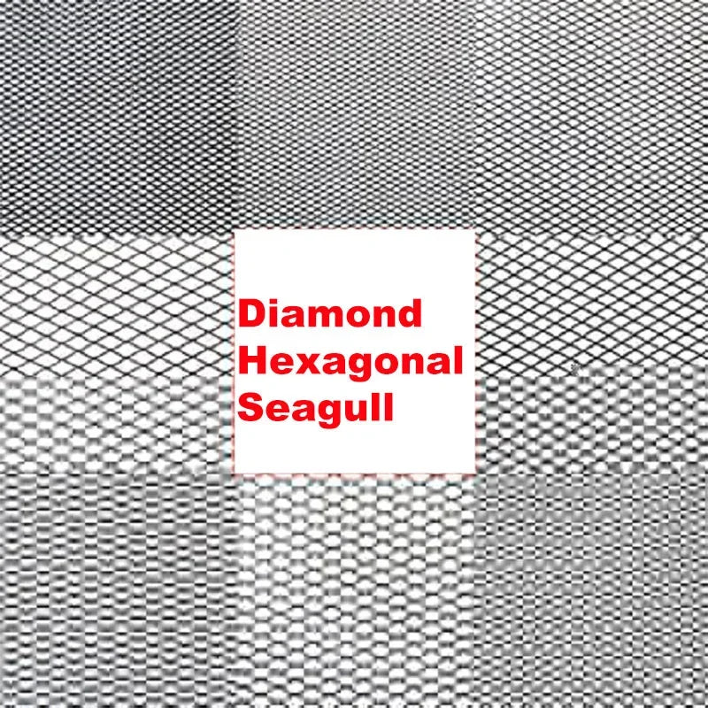 100x33cm Universal Aluminum Alloy Car Grill Mesh Auto Bumper Grille Cover Net Protector Hexagonal Diamond Seagull Black/Silver