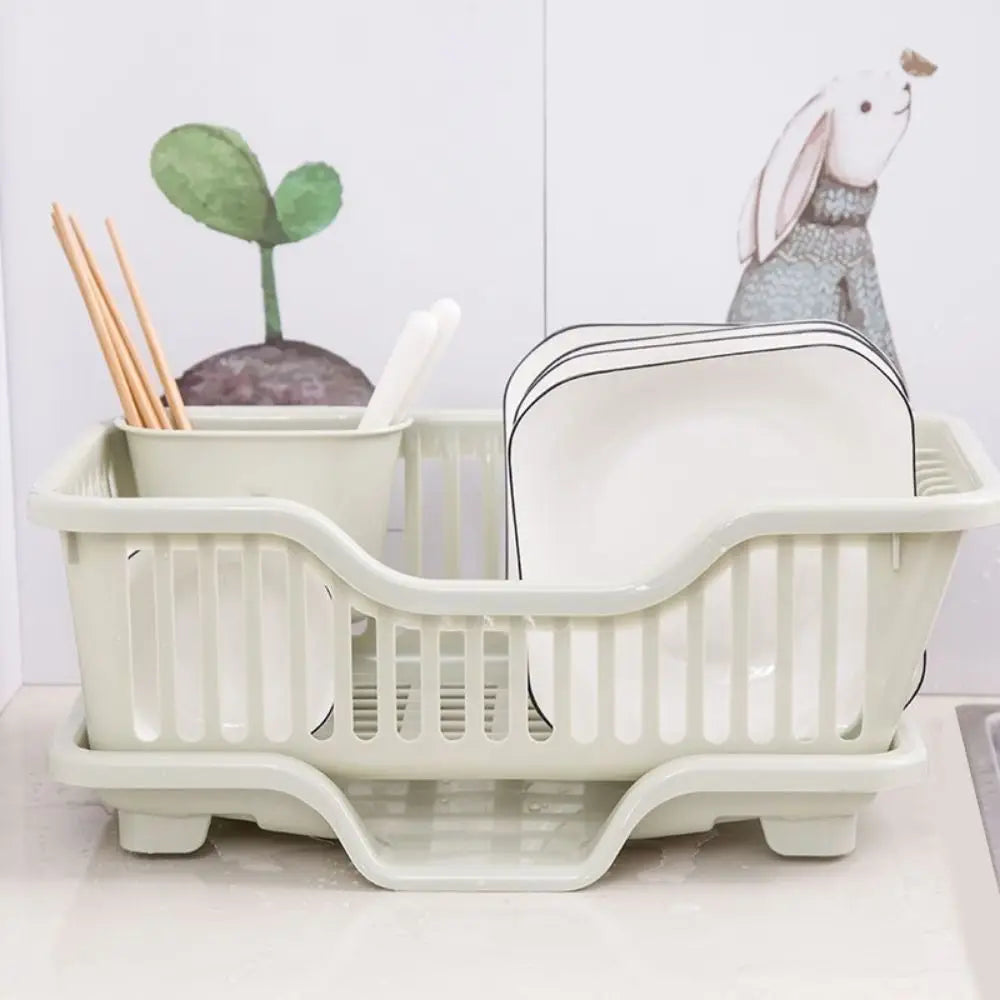 Plastic Dish Drying Rack with Drain Board - Countertop Organizer - photo 4
