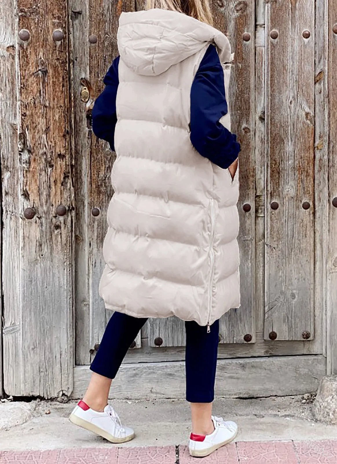Women's Long Hooded Puffer Vest - Quilted Sleeveless Winter Coat - photo 2