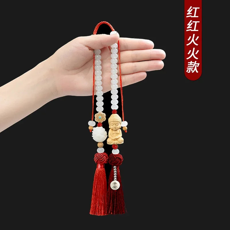 Chinese Traditional Culture Buddha Bodhi Car Pendant High-end Ping An Car Jewelry Car Lotus Rearview Mirror Pendant Oranments