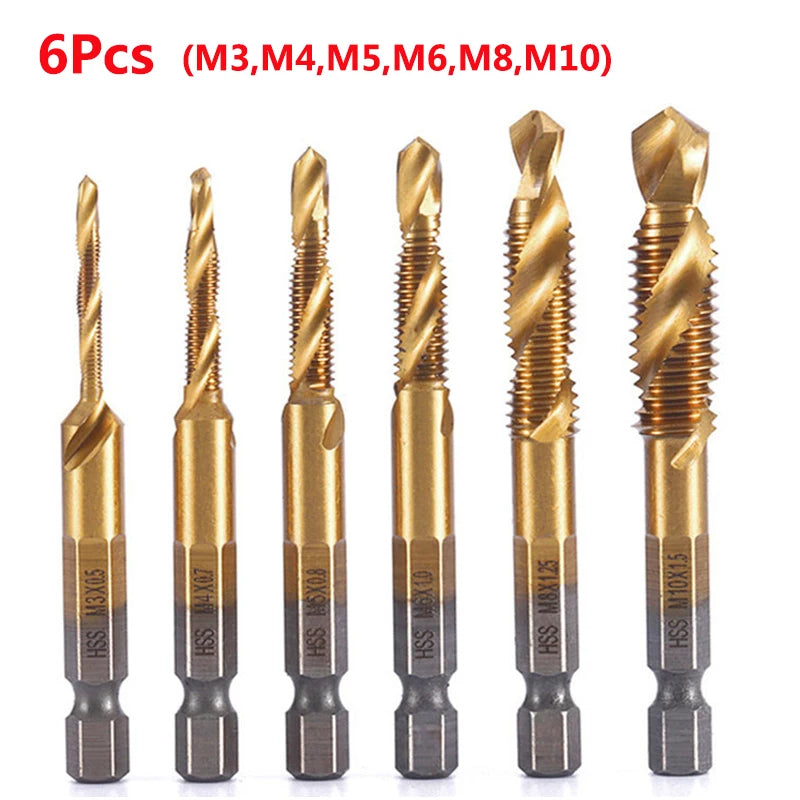 MMAlto HSS Titanium-Coated Metric Tap Set – M3 M4 M5 M6 M8 M10 | Screw Thread Machine Compound Tap | Individual & 6-Piece Sets