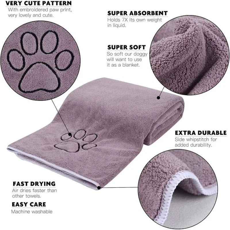 Microfiber Pet Absorbent Towels – Super Absorbent & Soft, No Deformation, Essential for Pet Bathing