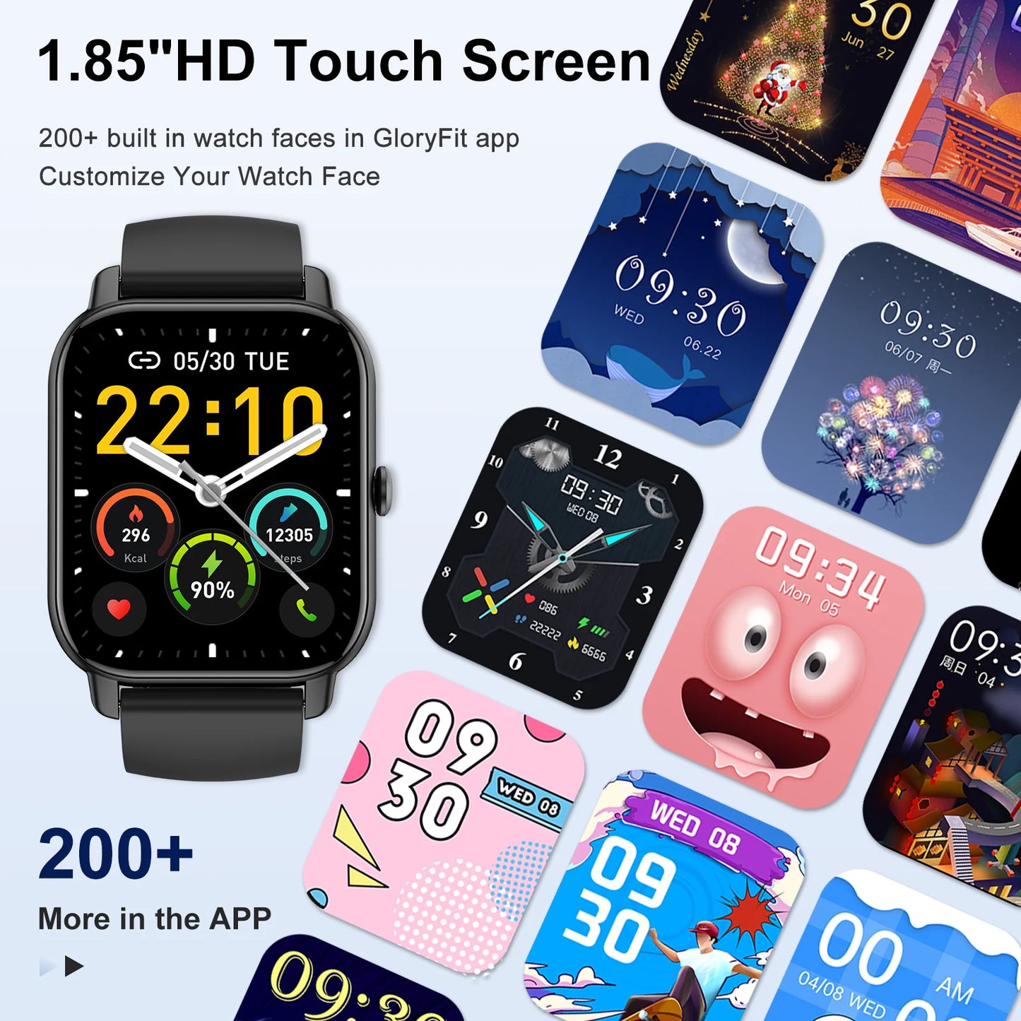 Jxrev 1.85" Ultra Thin Smartwatch with Bluetooth Calling & GPS – IP68 Waterproof | 110+ Sport Modes, Heart Rate, Sleep & Calorie Tracker for Android & iOS