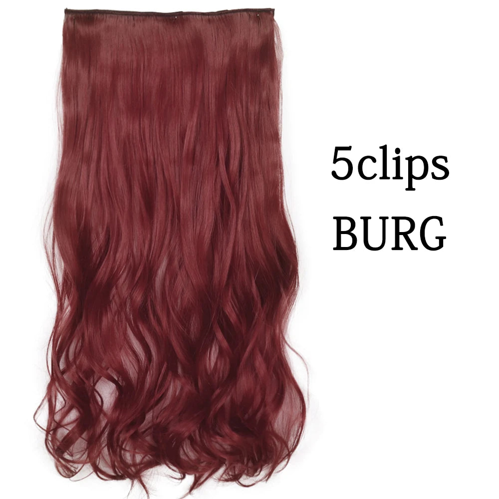 Synthetic 5 Clip In Hair Extensions Long Curly Hairstyle Hairpiece Natural Brown Black 80cm Heat Resistant  Fake Hair For Women