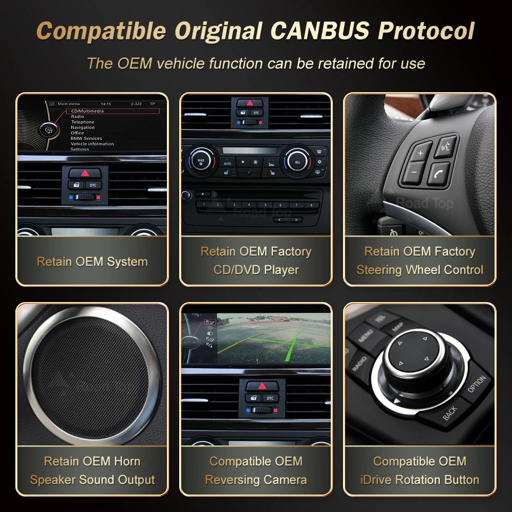 8.8'' Wireless RoadTop CarPlay Android Auto For BMW Series 3 5 E90 E91 E92 E93 E60 E61 CCC CIC System Multimedia Display Screen