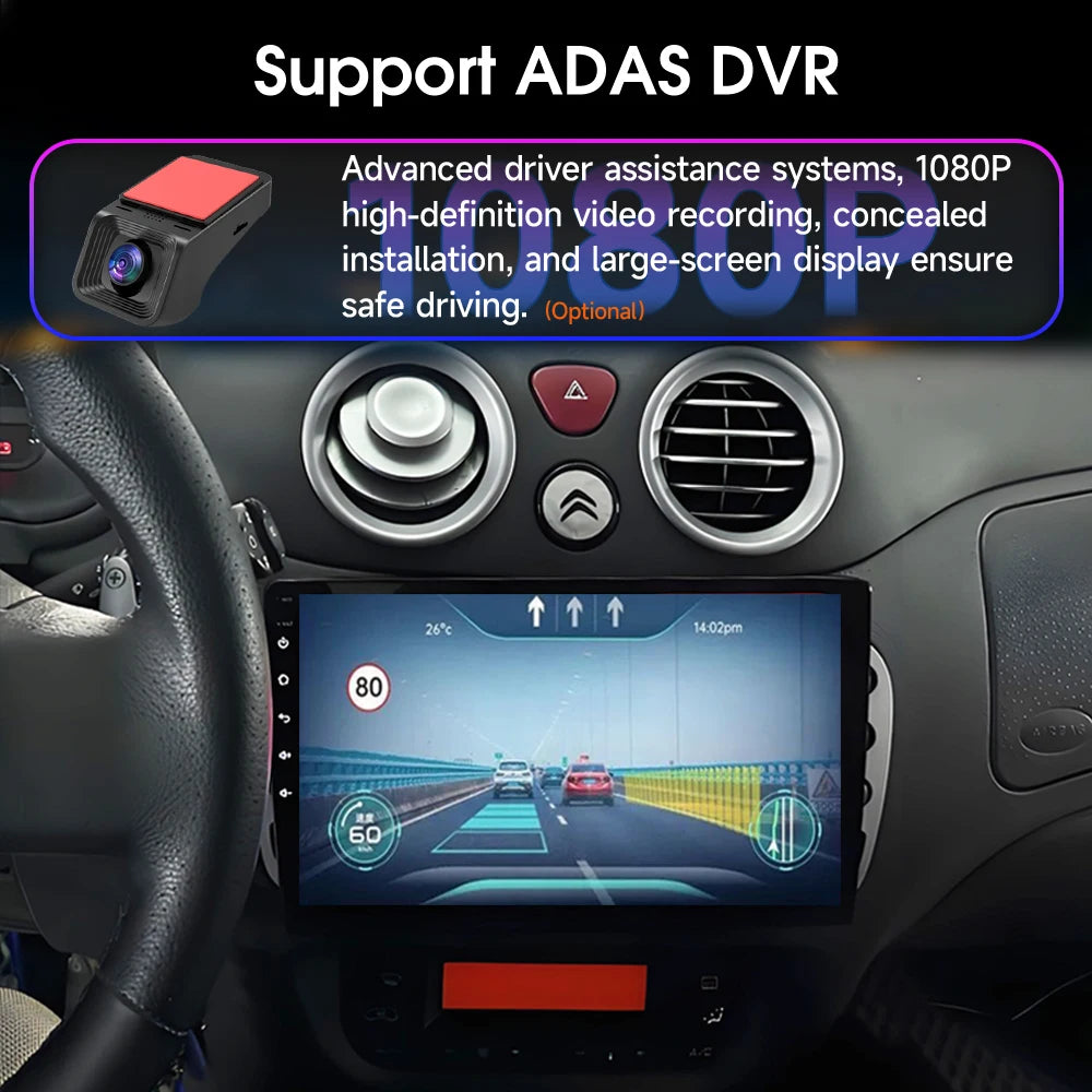 For Citroen C2 C3 2001 2002 2003 - 2010 Android 16 Auto Radio Stereo Multimidia Player Gps Navigation Carplay Dvr Touch Screen