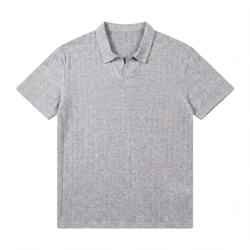 Men's Ribbed Collar Polo - Short Sleeve, Comfortable Daily Fit