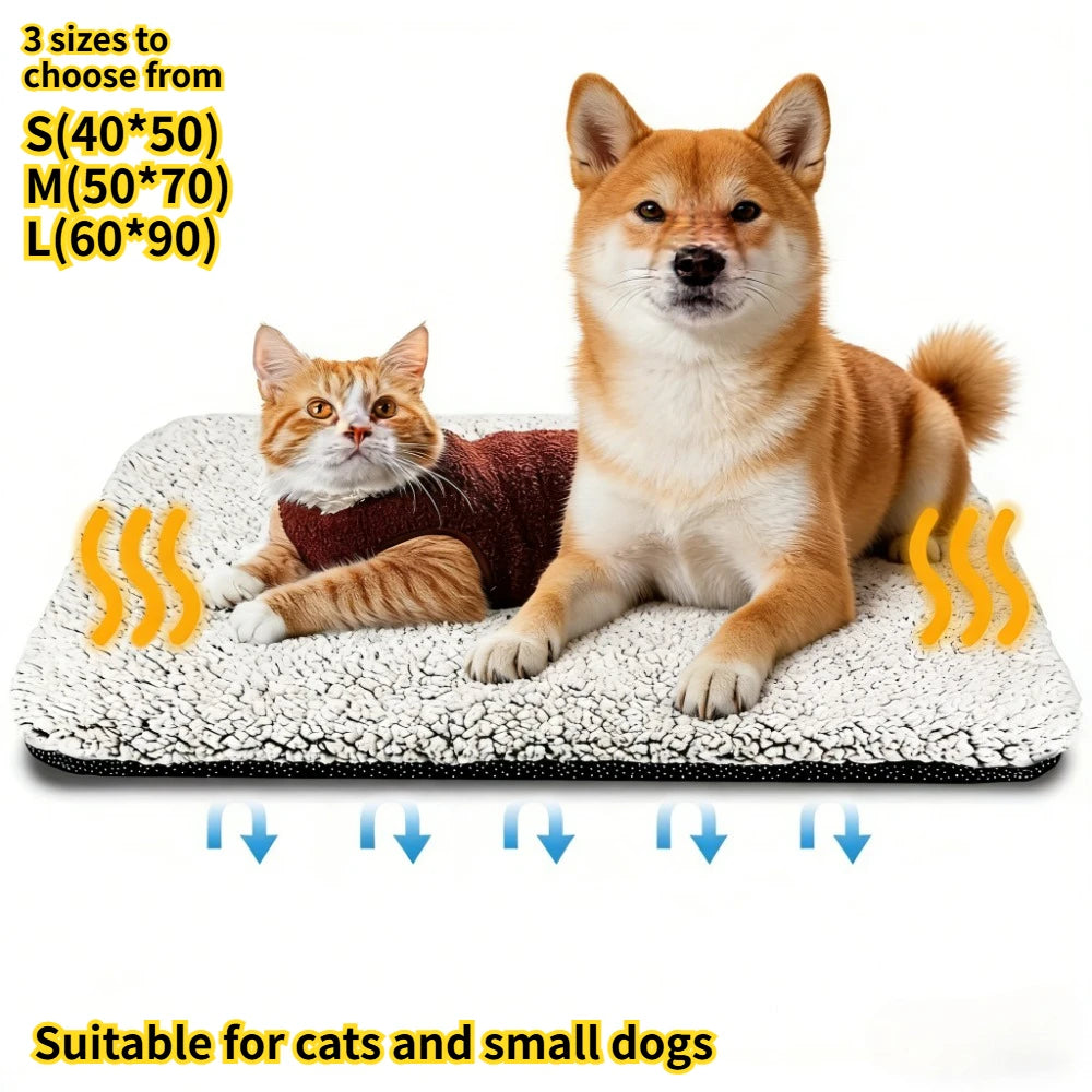 Self-Heating Pet Blanket Pad - Washable Warm Cushion