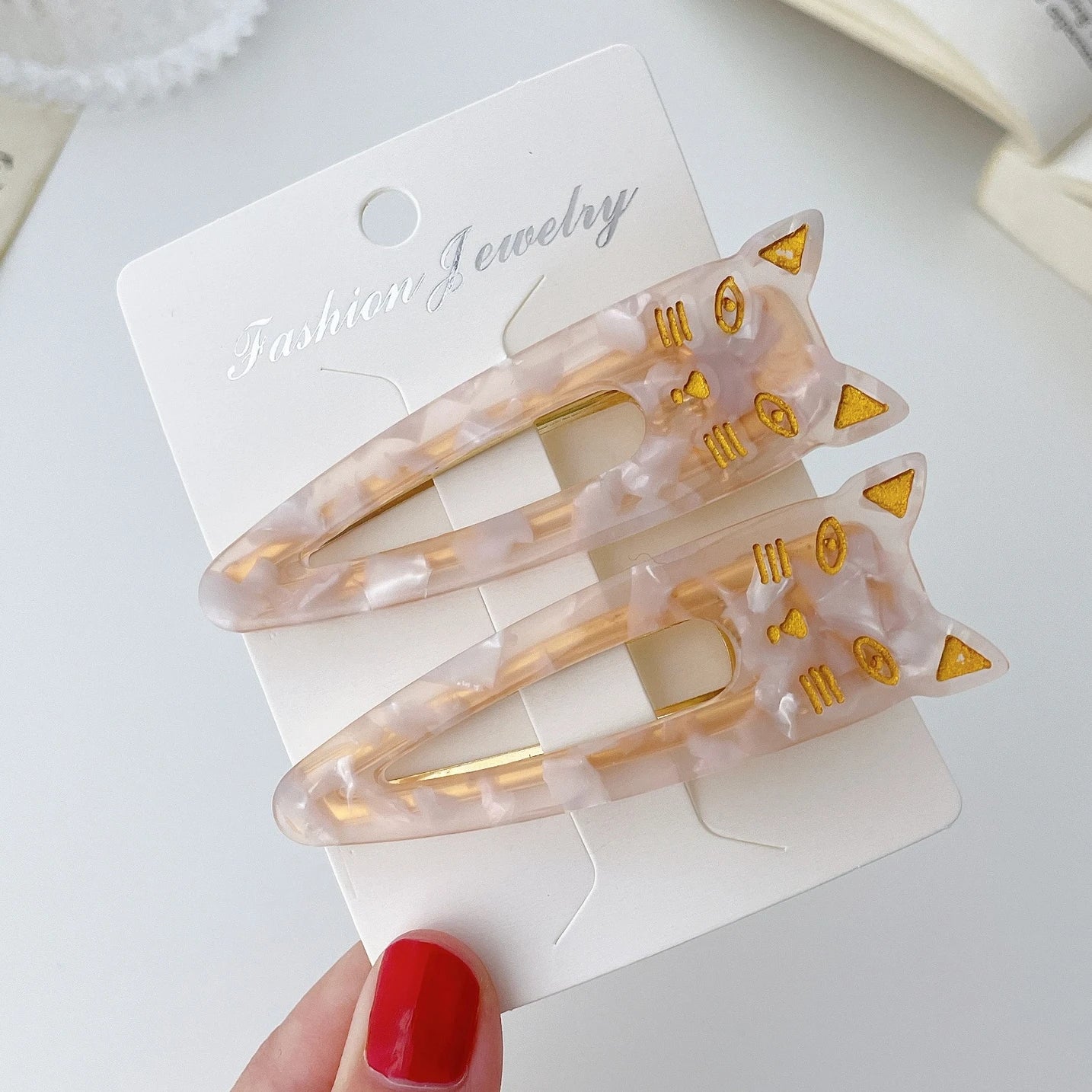 UXSL Girls Hairpins Cute Cat Acetate Hair Clips Headdress Womens Water Drop Leopard Print Barrettes Hair Accessories Gift