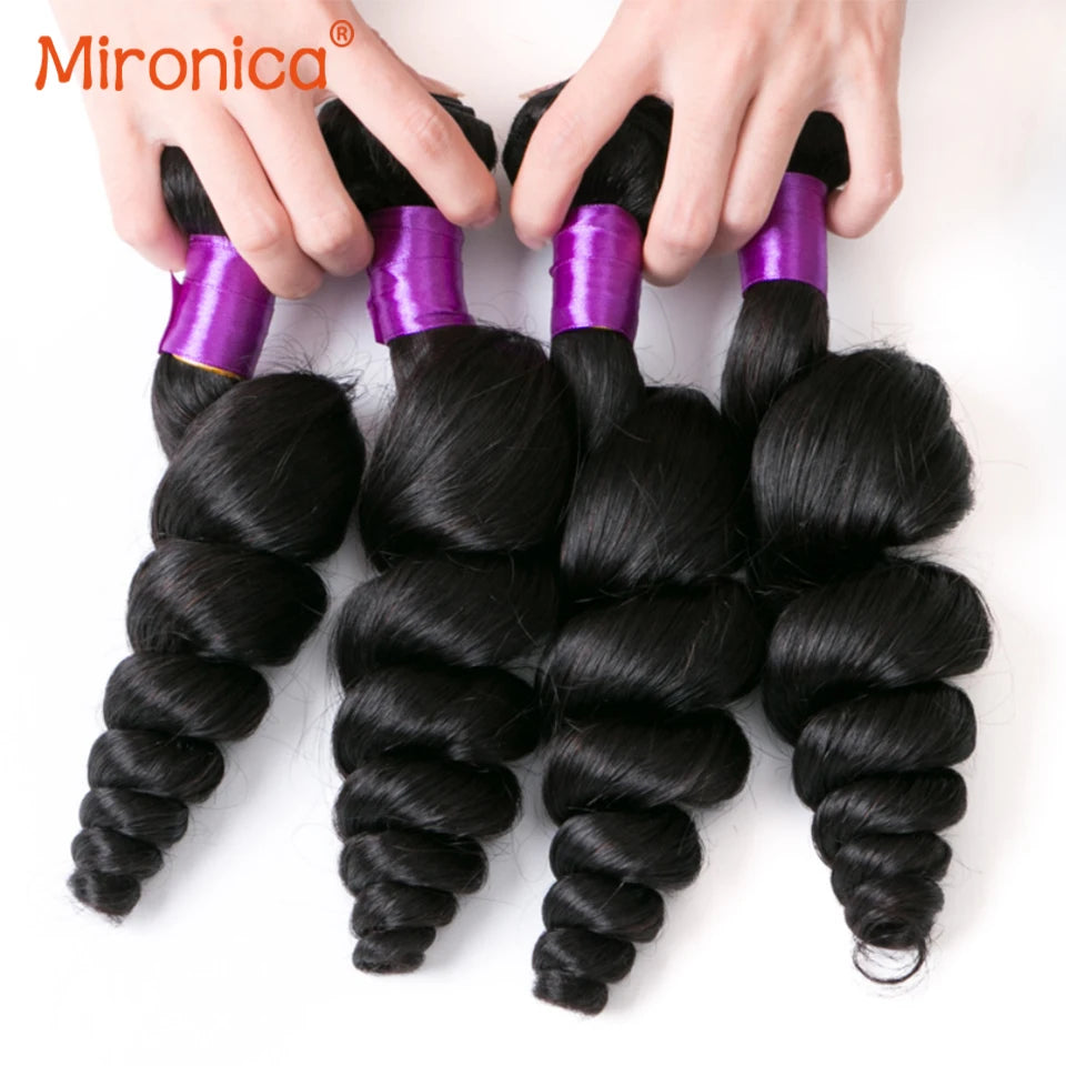Brazilian Raw 12A Loose Wave Human Hair Bundles 100% Unprocessed Double Weft Weave Hair Extensions #1B 1/2/3/4 Body Wave Bundles