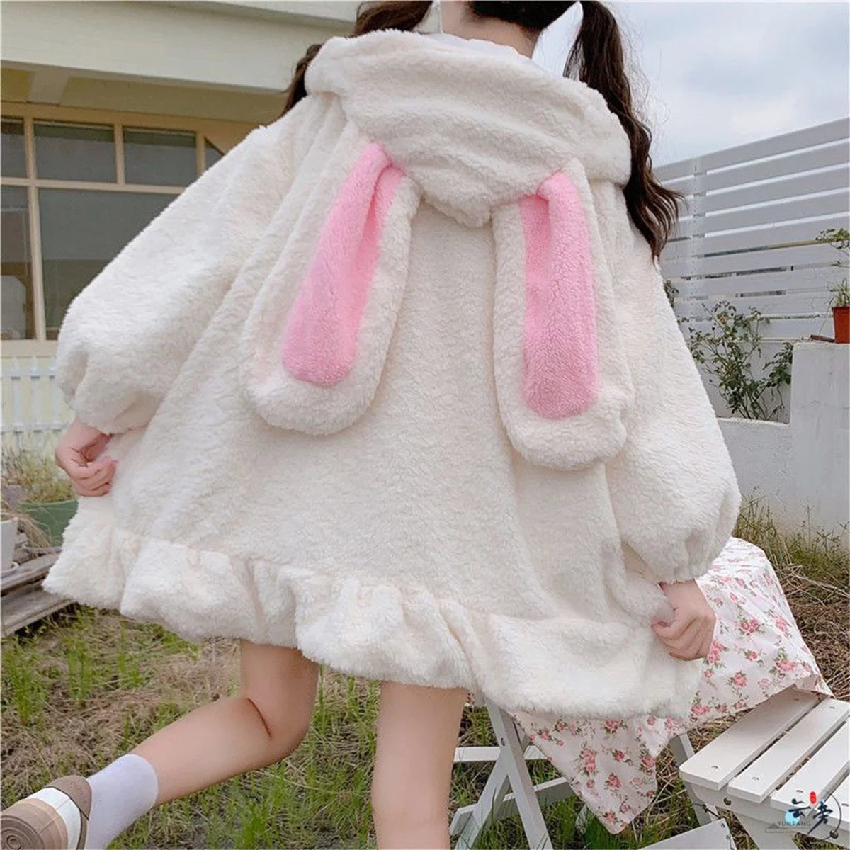 Women's Bunny Ear Zip-Up Hoodie - Cute Heavy Knit Sweatshirt