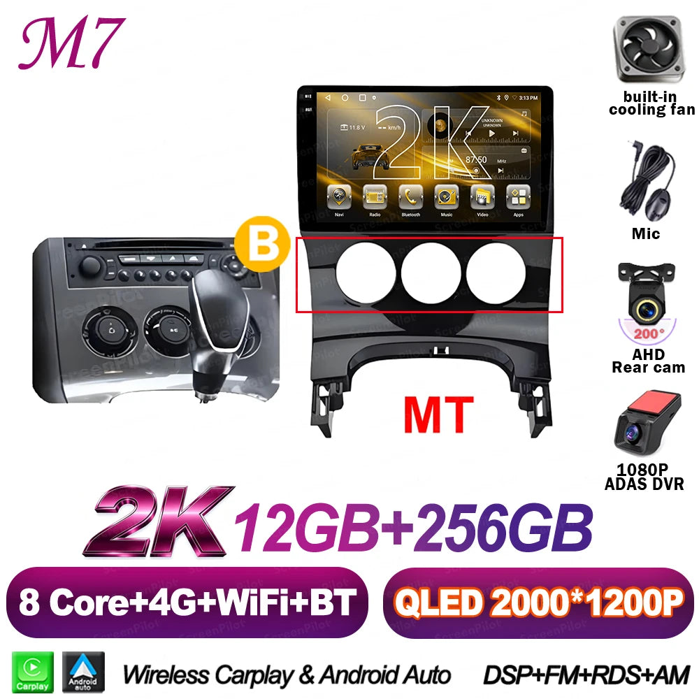 For Peugeot 3008 5008 AT MT 2009 2012-2016 Android 16 Car Radio Multimedia Video Player 2 Din Carplay Bluetooth 8 Core Wifi 4G