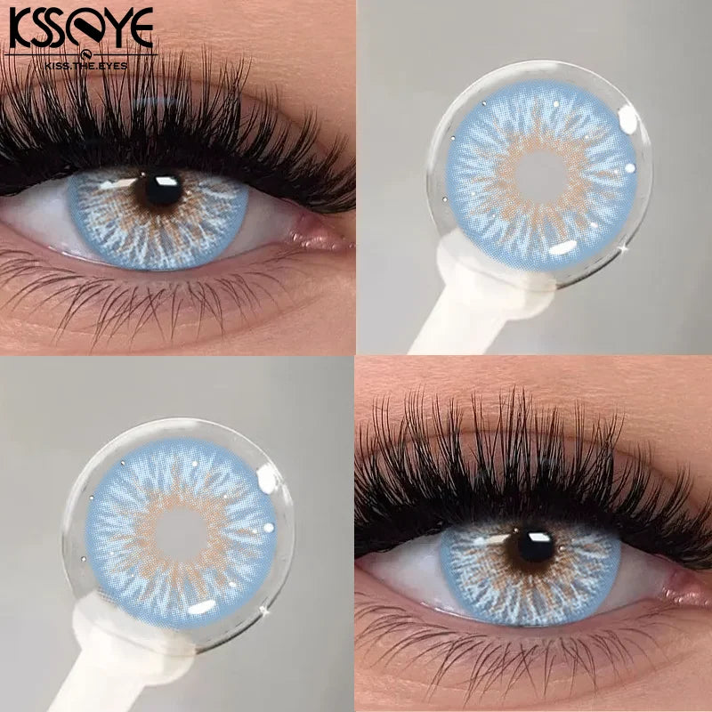 KSSEYE 1 Pair Hot Sales Green Color Contact Lenses for Eyes Siri Series Myopia Lenses 0~-8.00 Degree High Quality Blue Iris Lens