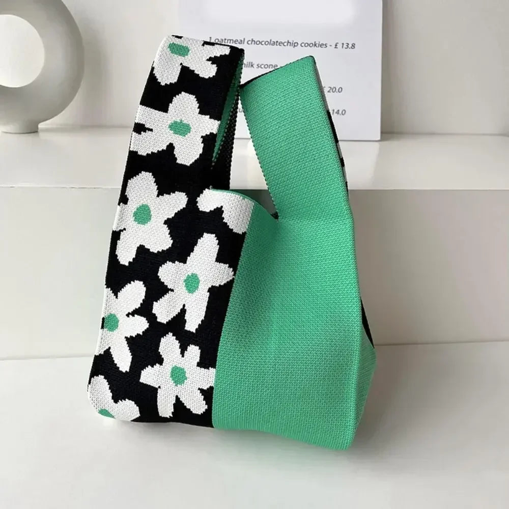 Cat Knit Handbag Fashion Knit Handmade Shopping Bags High-capacity Knot Wrist Bag Girls