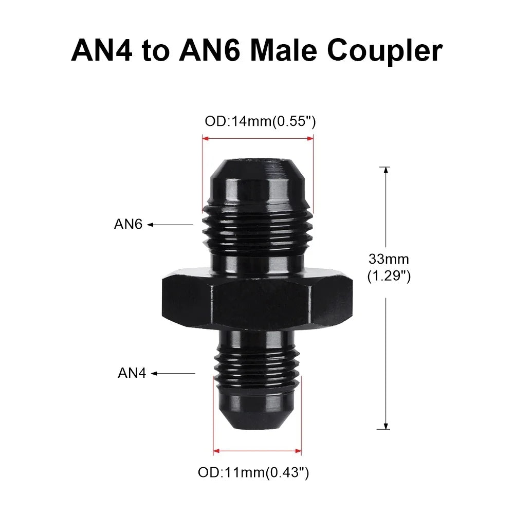 Oil Fuel Hose End Adapter an Straight AN Male To AN Male Coupler AN4 AN6 AN8 AN10 Fittings Aluminum Male Flare AN8 Fitting