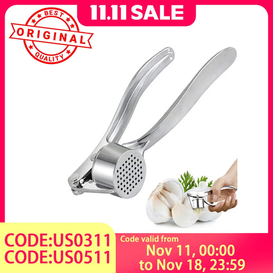 Professional Garlic Press and Mincer - Premium Stainless Steel with Non-Slip Handle, Rust-Free Multi-Purpose Kitchen Gadget