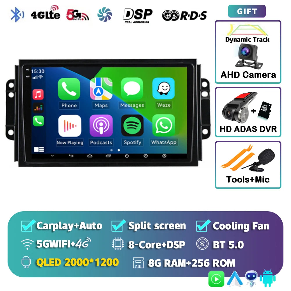 Car Stereo with Apple CarPlay & Android Auto, Compatible with Chery Tiggo 3 3X & Tiggo 2 (2016-2020)