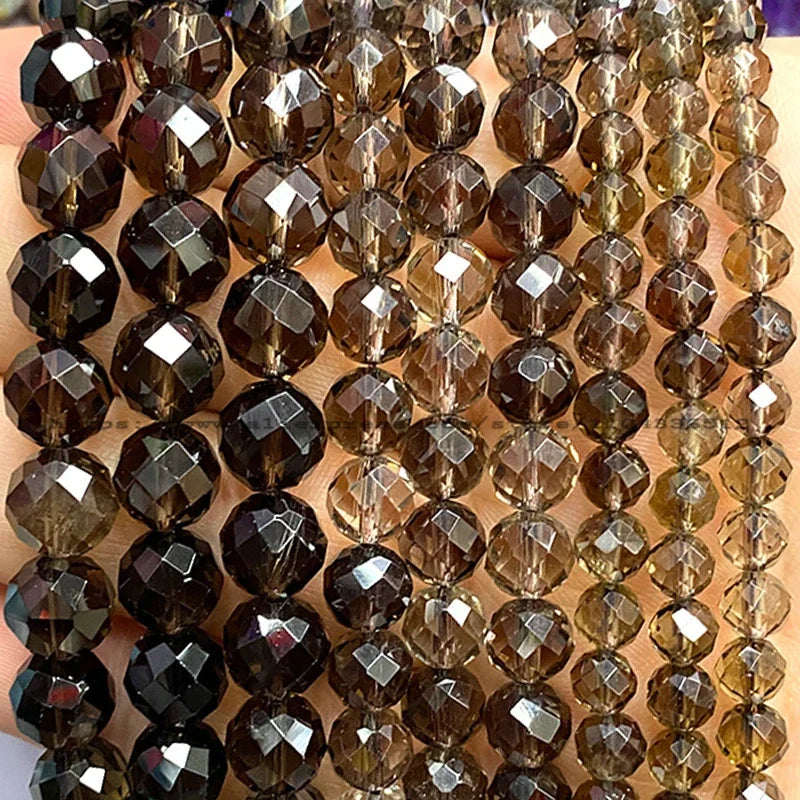 Natural Gem Stone Faceted Round Red Garnet Loose Spacer Beads for Jewelry Making Diy Earrings Bracelets Charms Accessories