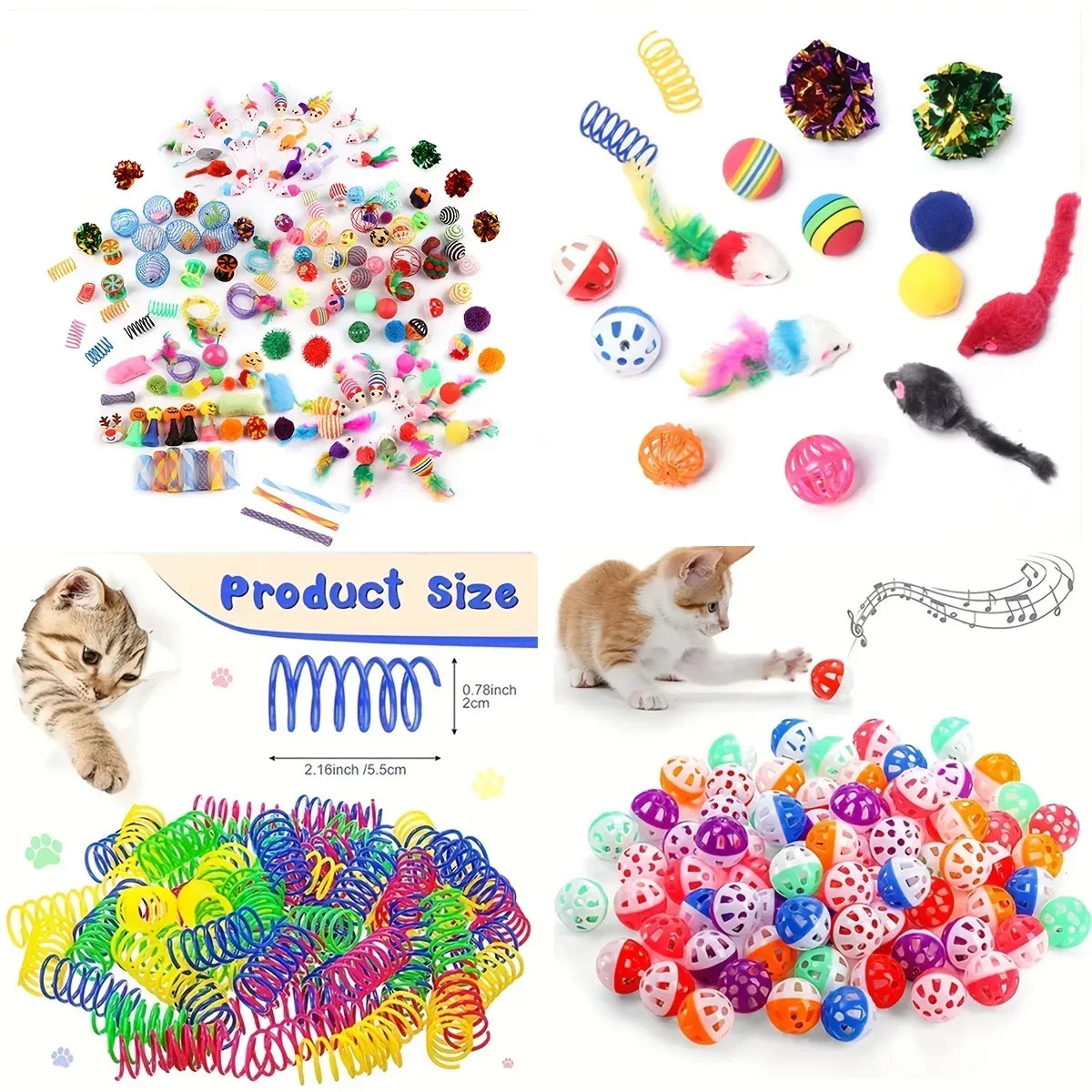 Cat Toy Mixed Pack - 56, 28 or 14 Piece Plush & Plastic Bundle – photo 6