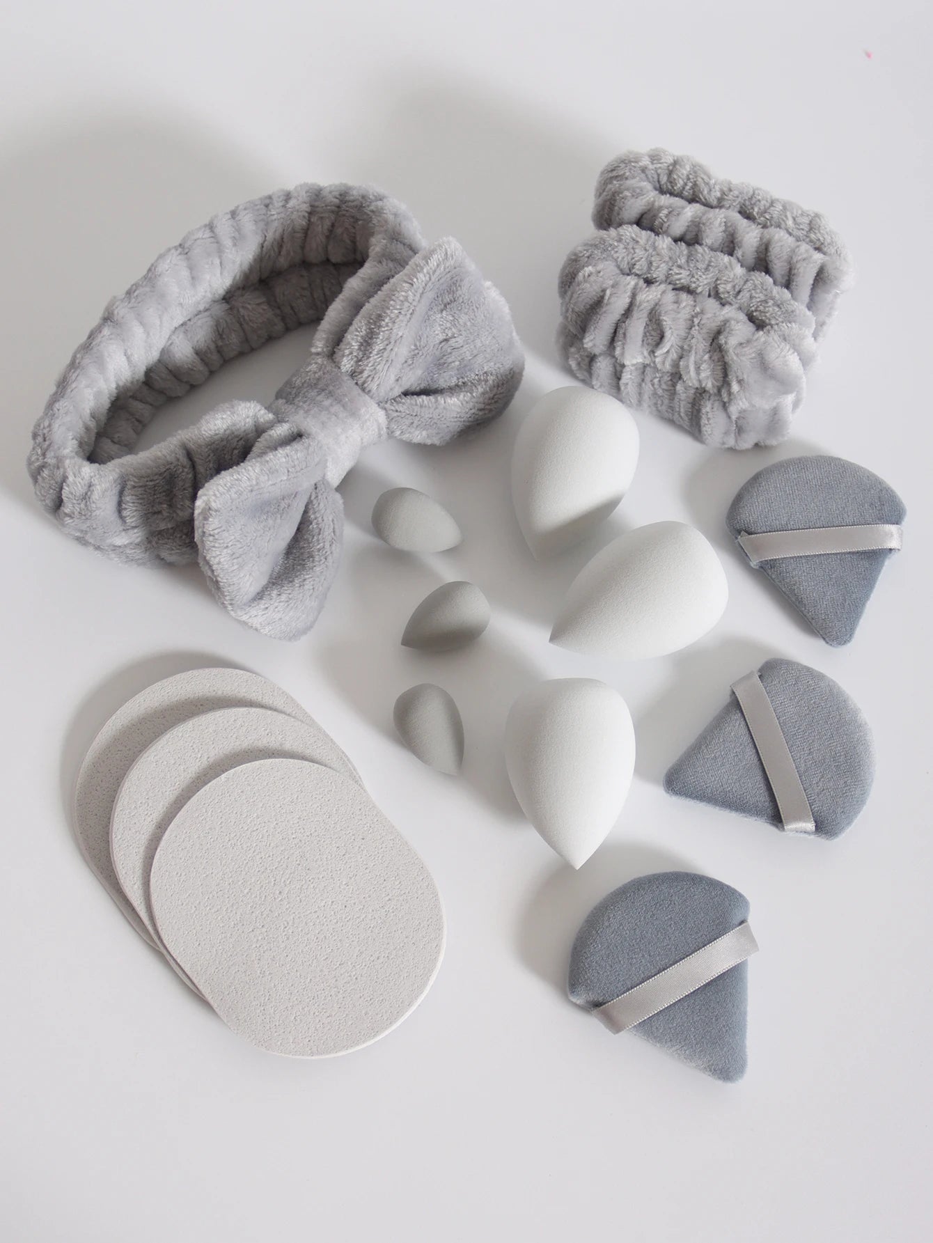 15Pcs Cosmetic Puff Makeup Sponge Blender Beauty Egg Foundation Sponges Puff Wash Face Headband Wristband Make up Accessories