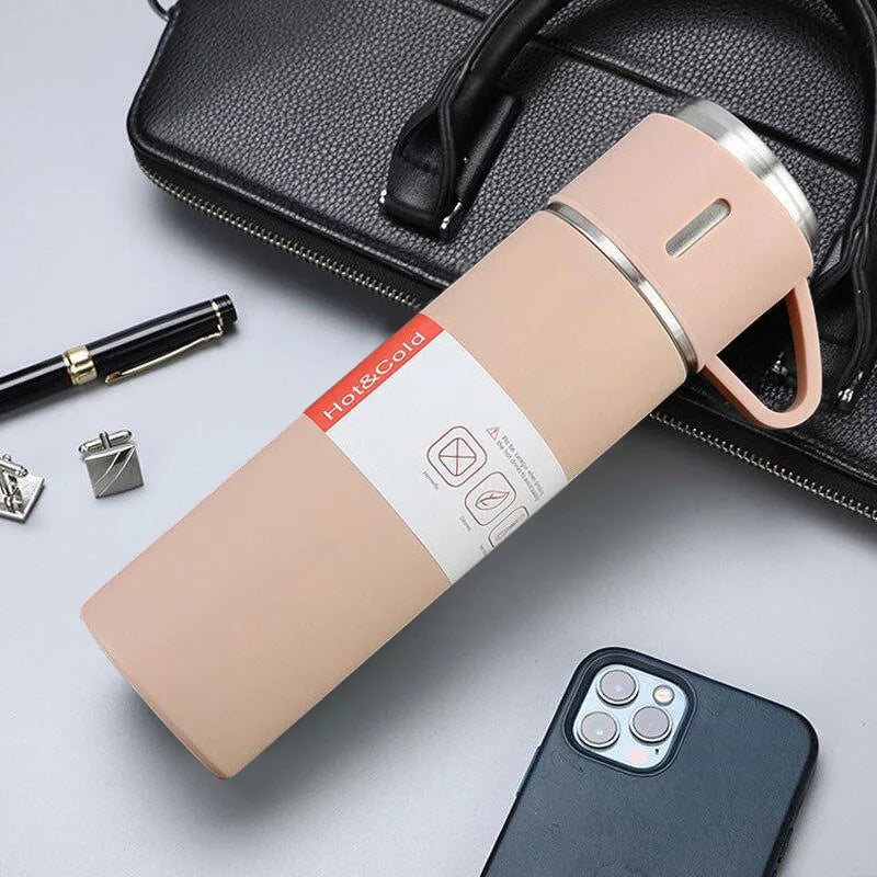 Free LOGO 3 In 1 set of  Thermos Mug Leak_Proof Travel Thermo Cup for Tea Water Coffee Thermo Cafe 500ML Double Stainless Steel