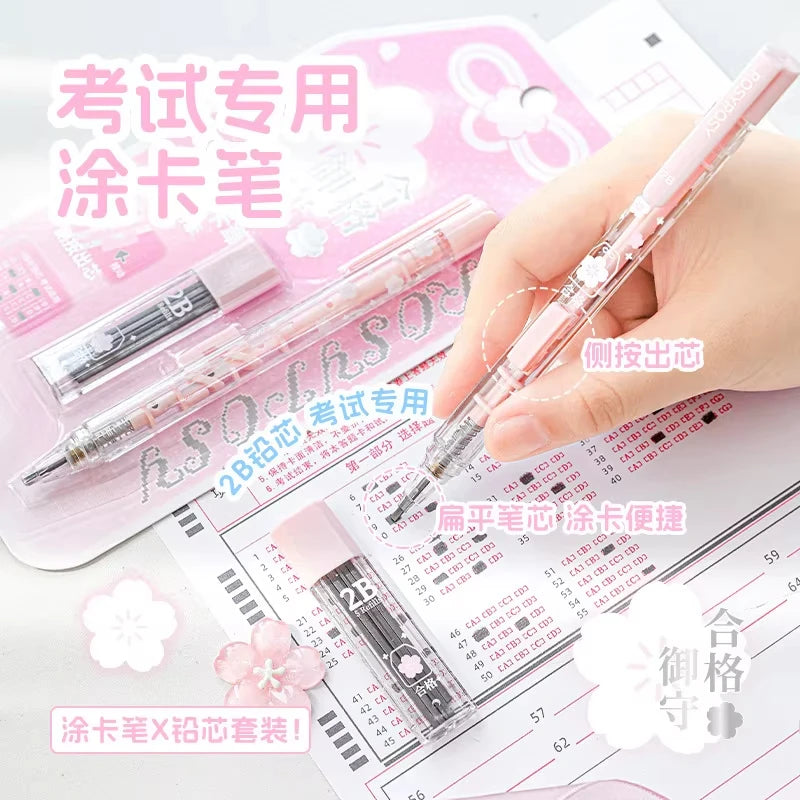 Kawaii Retro Japanese 2B Mechanical Pencil Set for Students