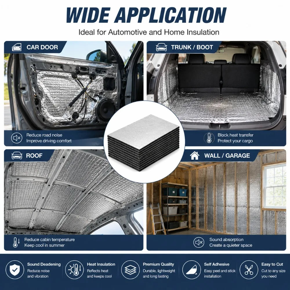 Foil Sound Deadening Mats for Cars, 25 x 18 cm - 10 Pack - view 3