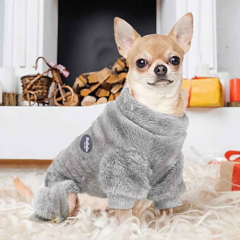 Fleece Dog Pajamas - Warm Winter Outfit for Small Dogs - photo 2