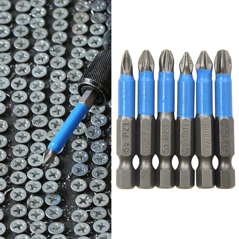 6pc Hexagonal Handle Anti Skid Electric Screwdriver Woodworking Cross Screwdriver Tool Set PH1 PH2 PH3 PZ1 PZ2 PZ3
