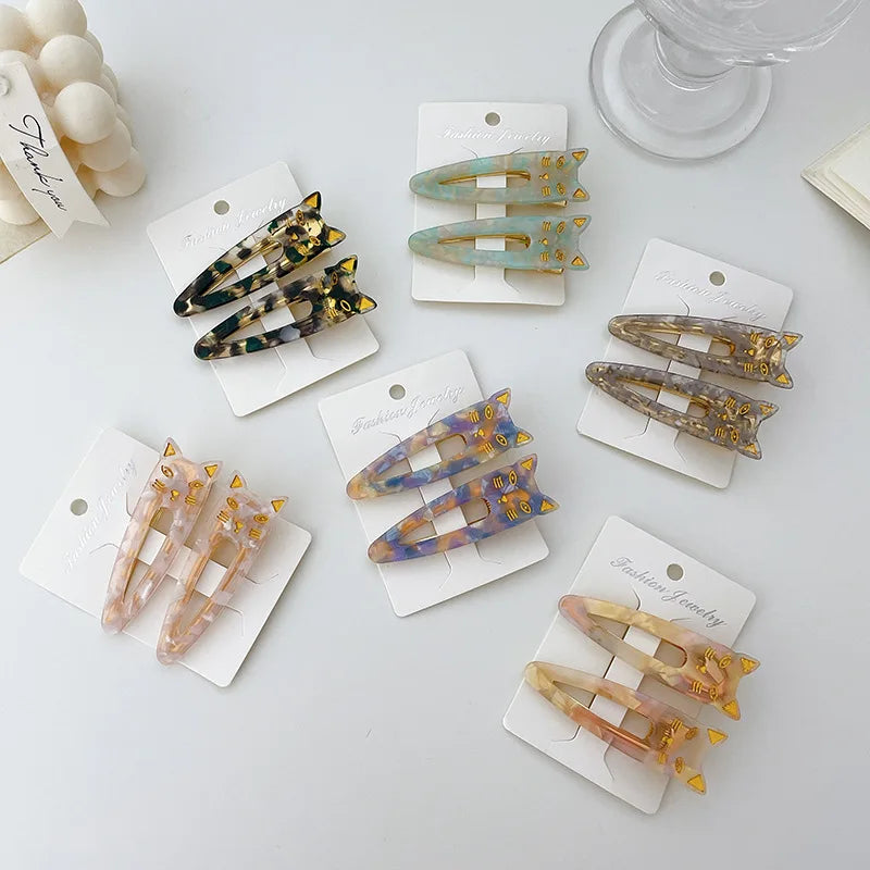 UXSL Girls Hairpins Cute Cat Acetate Hair Clips Headdress Womens Water Drop Leopard Print Barrettes Hair Accessories Gift