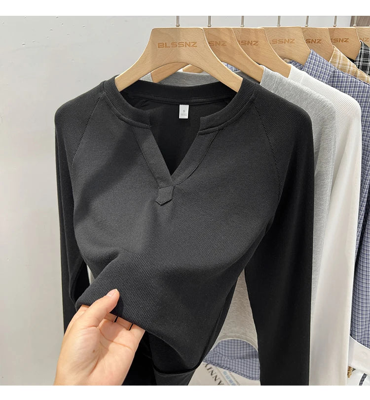 Women's Slim V-Neck Long Sleeve Tee — Base Layer