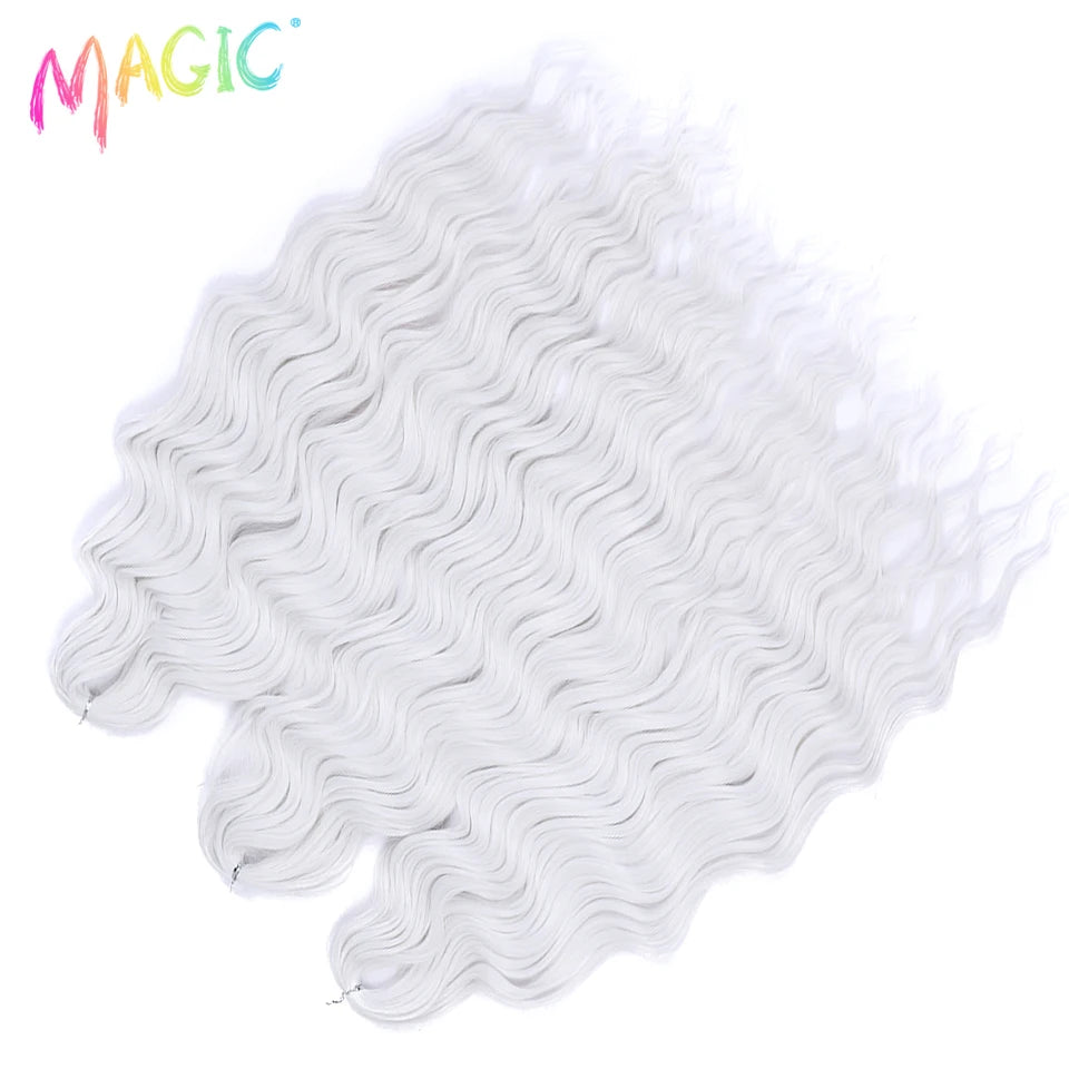Anna Synthetic Hair 24 Inch Water Wave Braiding Hair Extensions Ombre Blonde Deep Wave Afro Curl Twist Crochet Hair for Women