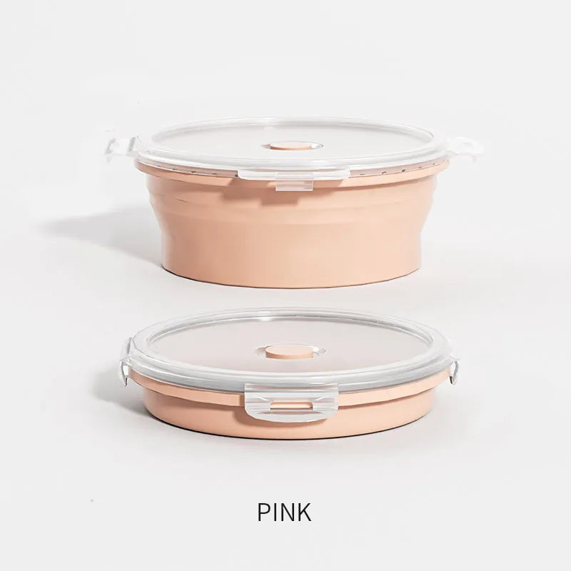 Collapsible Food Storage Containers Round with Lid,Kitchen Stacking Silicone Collapsible Meal Prep Container Dishwasher Safe