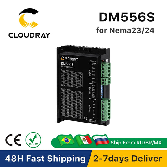 Cloudray DM556S 2-Phase Stepper Motor Driver — 18–50VDC, 1.4–5.6A (Nema 17/23/34)