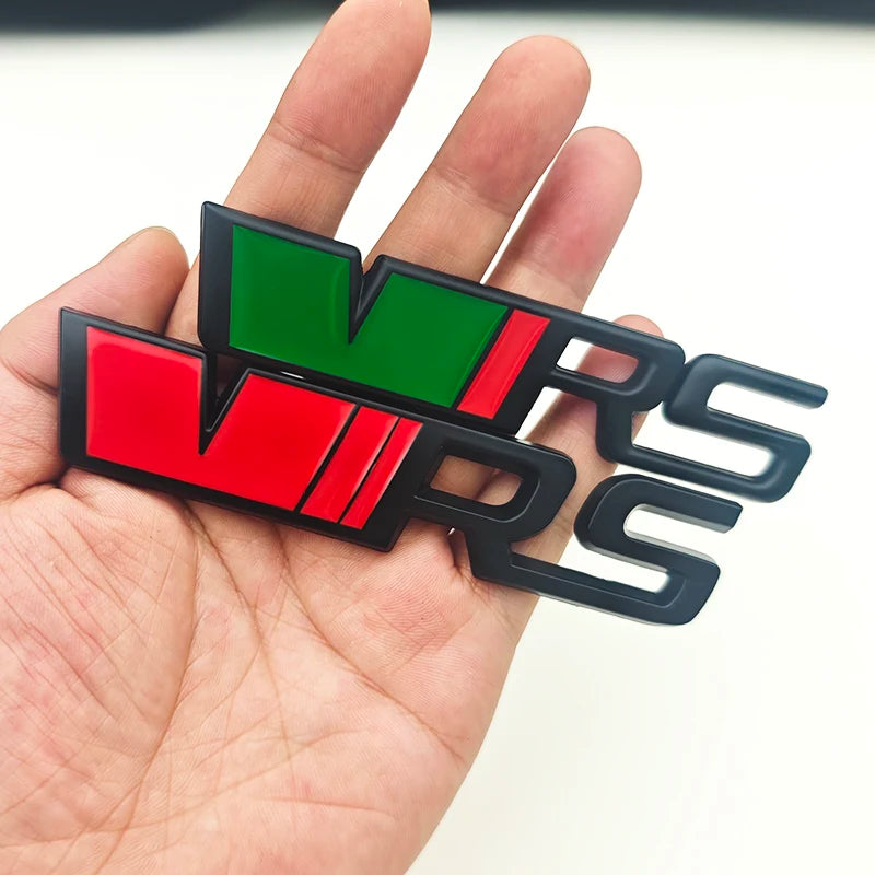 3d Metal RS Logo VRS Car Front Grill Emblem Rear Trunk Badge for Skoda VRS Octavia 1 2 3 Rapid Kodiaq Karoq Fabia Kamiq Superb
