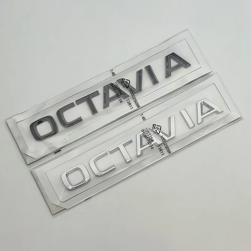 3D ABS Chrome Black Logo Octavia Emblem Letters Car Rear Trunk Badge Octavia 1 2 3 4 A5 A7 MK3 Octavia Sticker Accessories