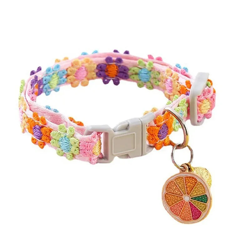 Flower Cat Collar with Bell - Adjustable Kitten Necklace – photo 3
